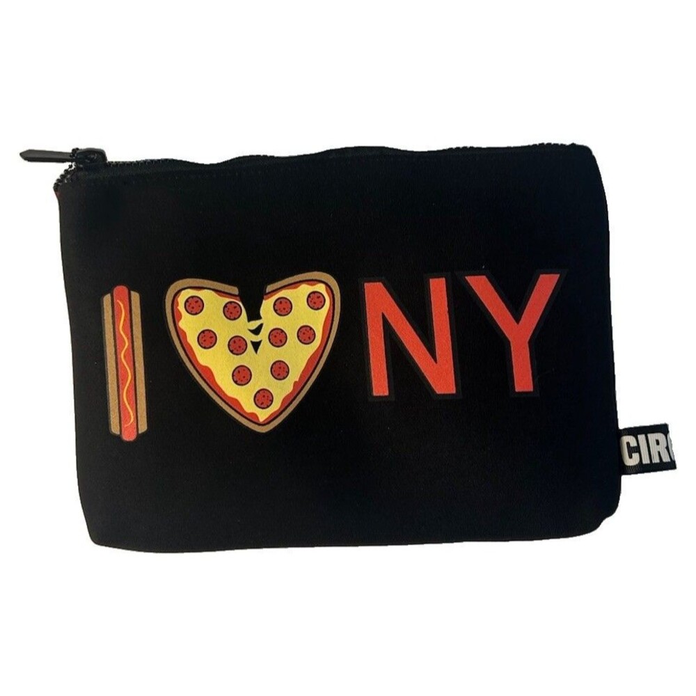 Circus by Sam Edelman I Love NY Pizza Hot Dog Black Zip Cosmetic Makeup Pouch